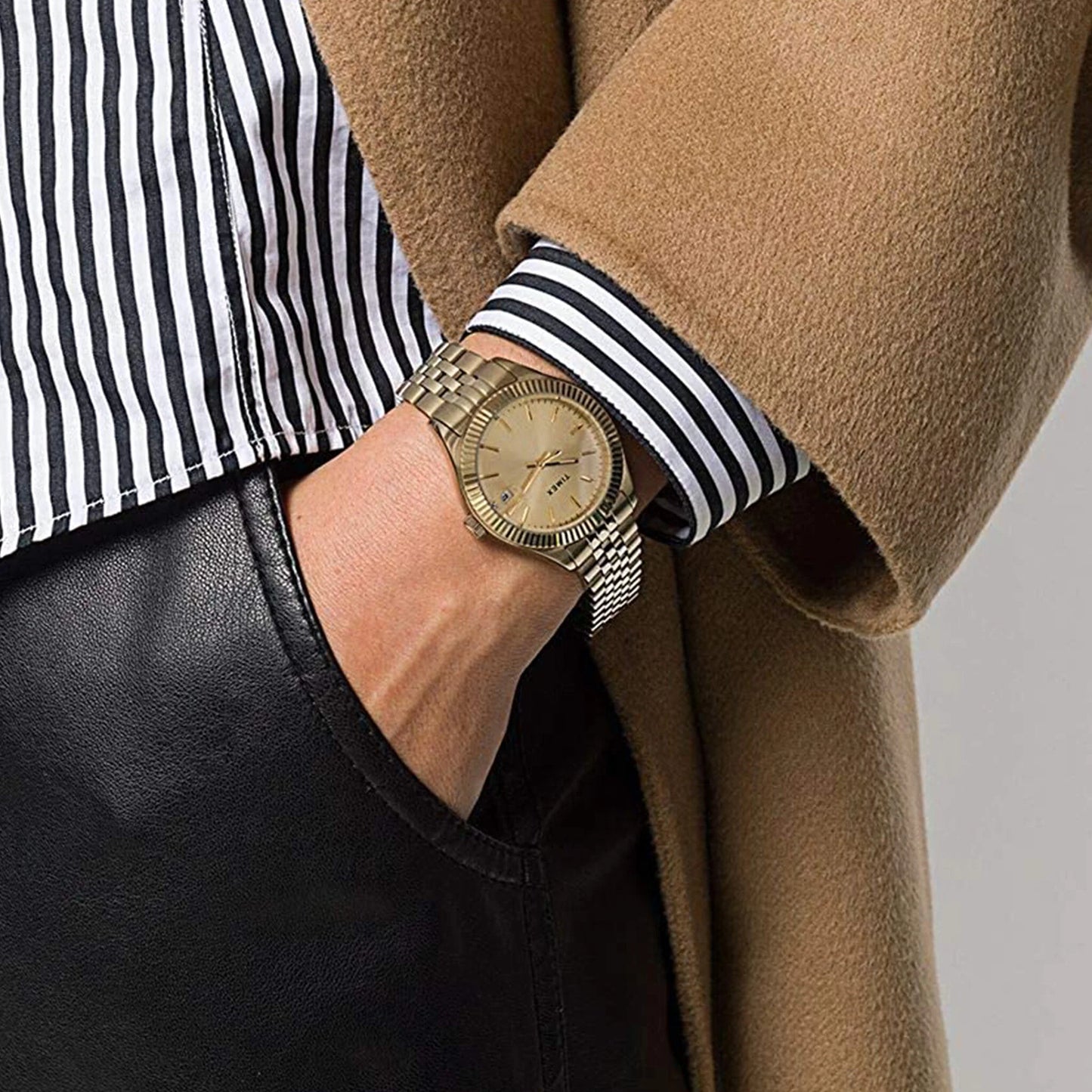 Timex Women's Gold Stainless Steel Watch, Gold Dial | Tw2t86900