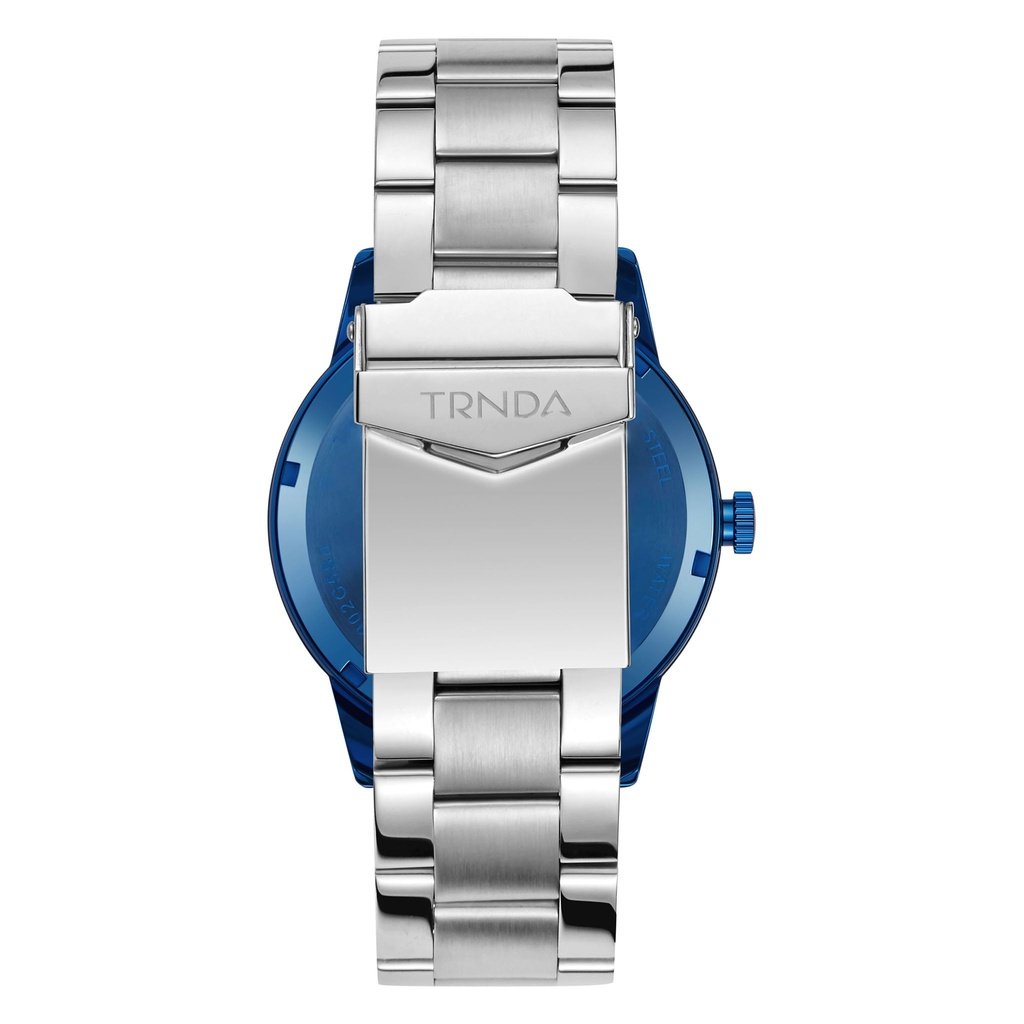 Trnda Men's Stainless Steel Blue Watch, Silver Dial | Trn-W43b