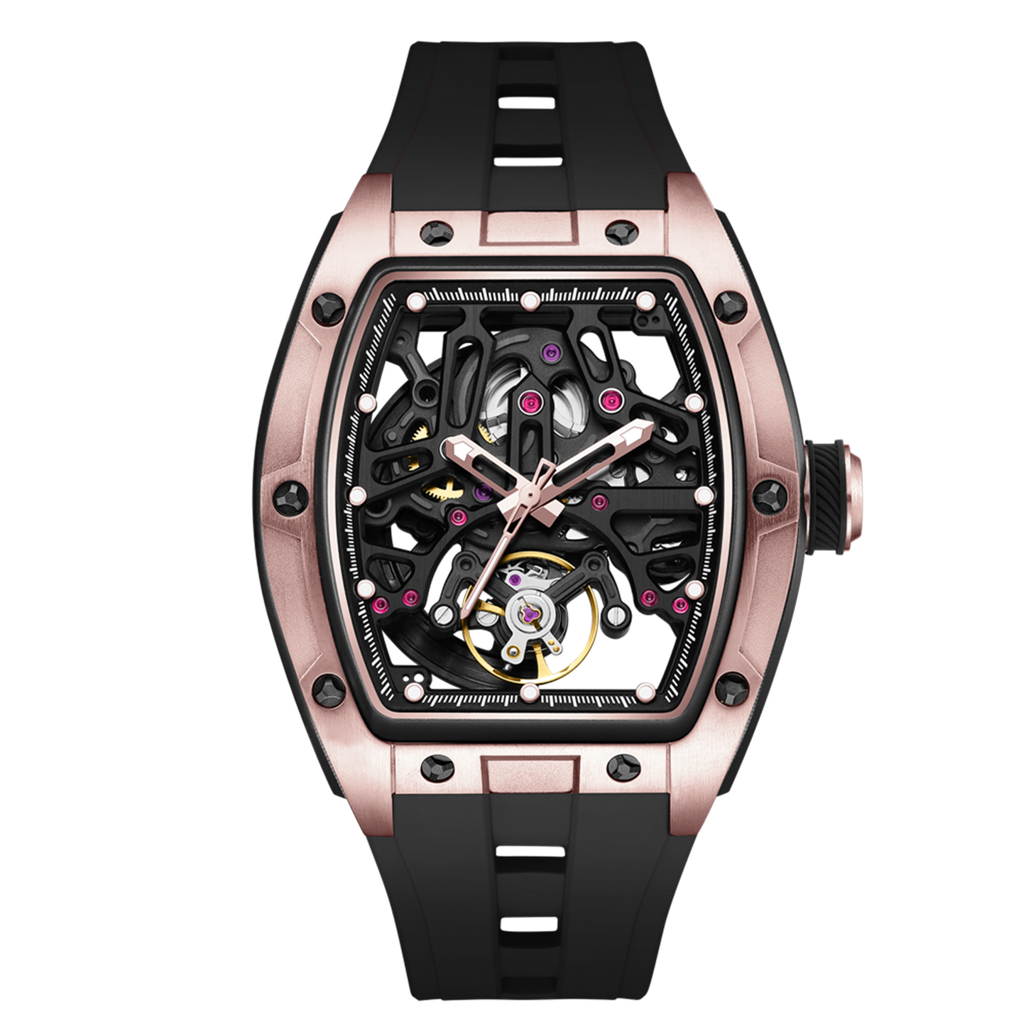 New Skeleton Dial Watches for Men Stainless Steel Case Automatic Mechanical Wristwatch Waterproof Luminous Sport Watch 9198-1