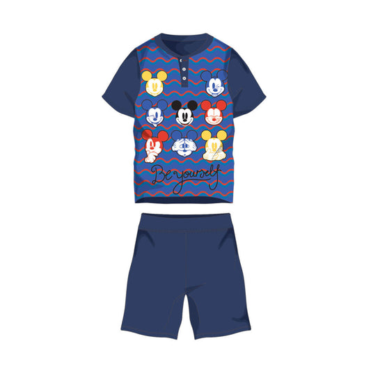 Summer short sleeve cotton pajamas for kids - Disney Mickey Mouse - Be yourself - navy blue - 104-0
