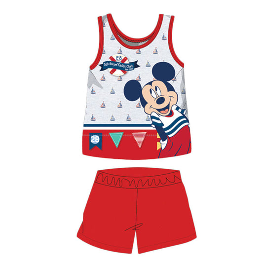 Nyári ujjatlan pamut baba pizsama - Disney Mickey egér - piros - 86-0