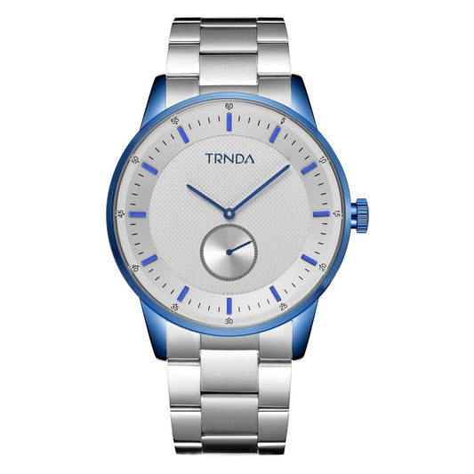 Trnda Men's Stainless Steel Blue Watch, Silver Dial | Trn-W43b
